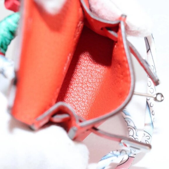 HERMES Micro Kelly Bag Charm Leather Orange Auth 141175SM - Picture 10 of 16